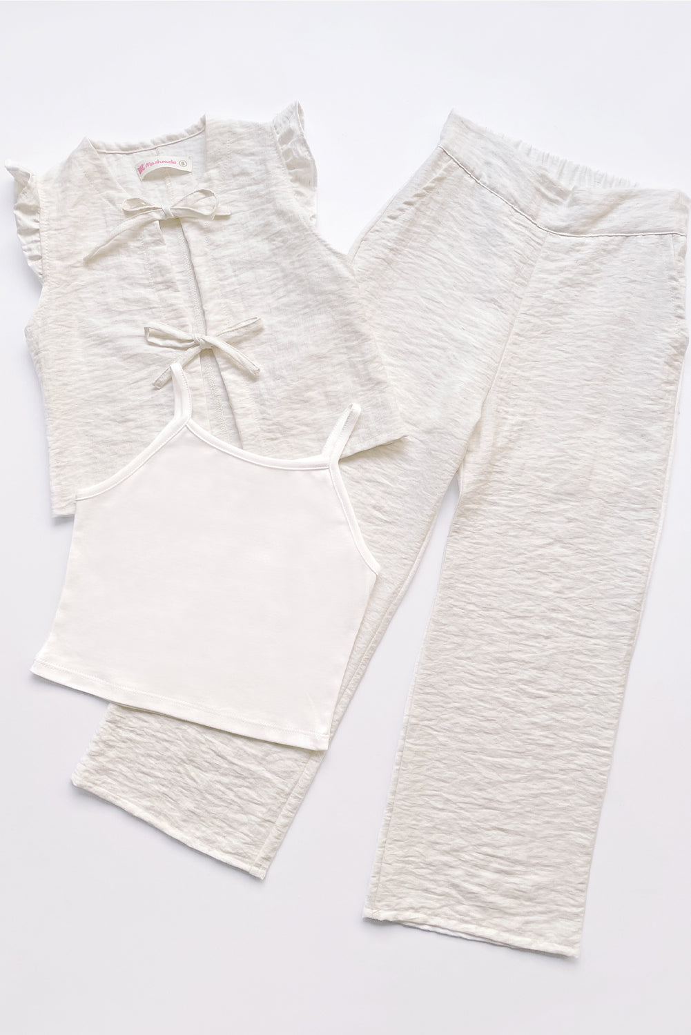 Conjunto de 3 piezas Bividi, Chaleco y Pantalon Acampanado de Lino