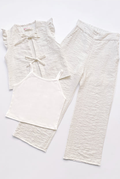 Conjunto de 3 piezas Bividi, Chaleco y Pantalon Acampanado de Lino