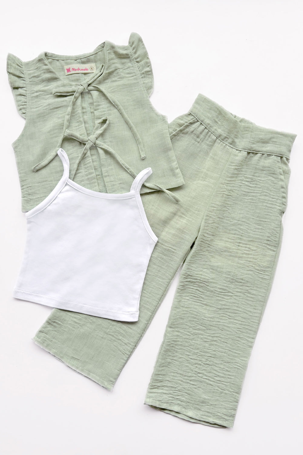 Conjunto de 3 piezas Bividi, Chaleco y Pantalon Acampanado de Lino