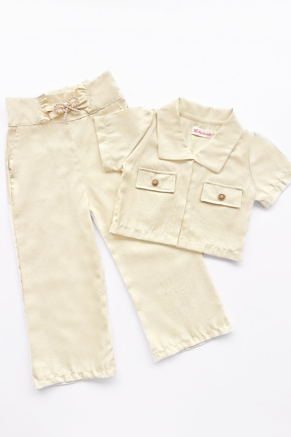 Conjunto de Chaqueta Crop y Pantalón de Pretina Alta