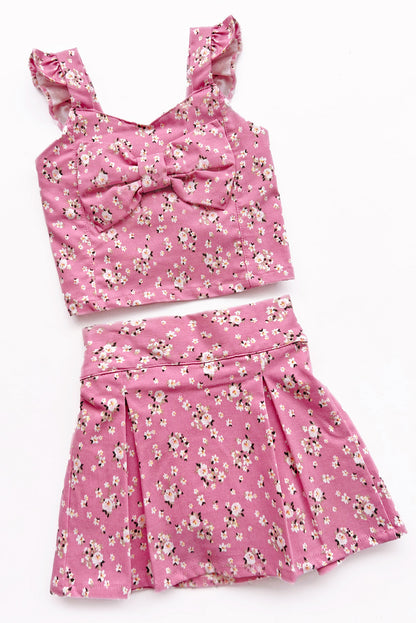 Set de Top Cropped y Falda Tableros con Short Interno