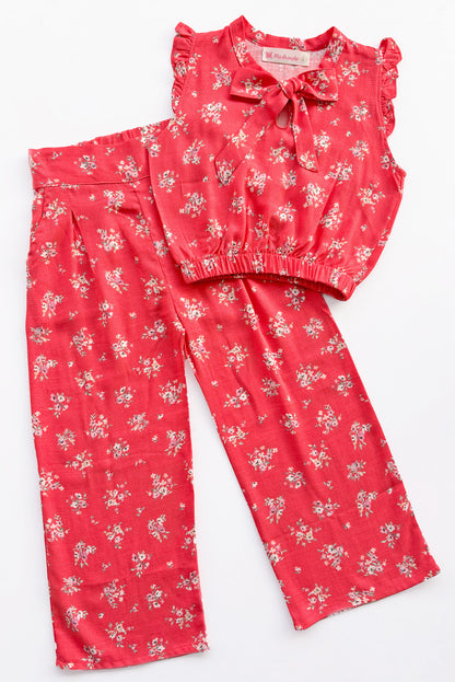 Set de blusa con mangas tipo alitas y pantalón con pinzas