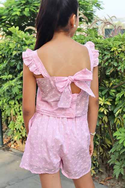 Set de Blusa Escote Corazón y Short en Brodery