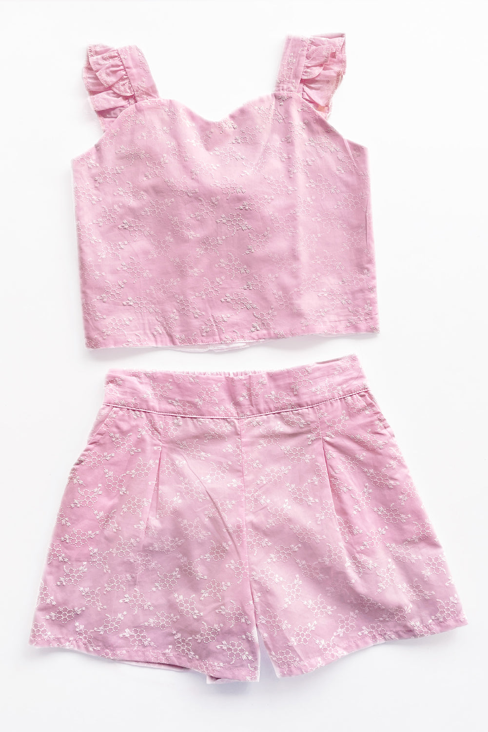 Set de Blusa Escote Corazón y Short en Brodery