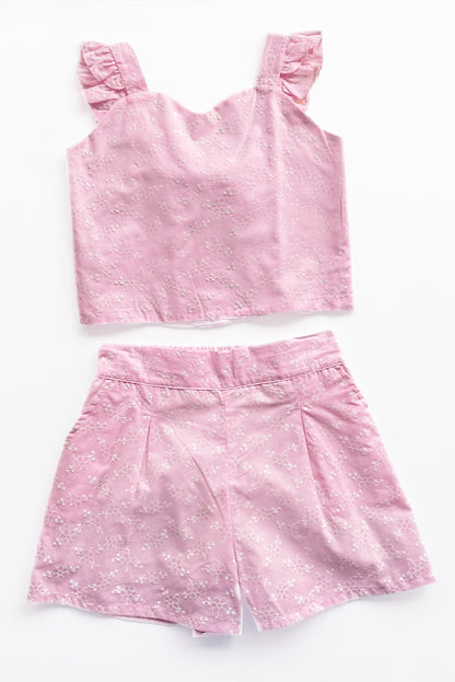 Set de Blusa Escote Corazón y Short en Brodery