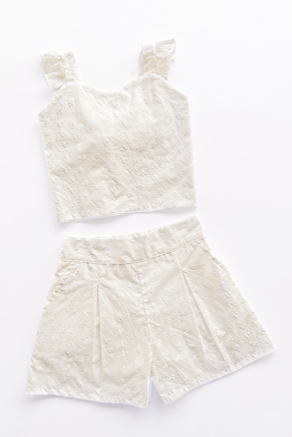 Set de Blusa Escote Corazón y Short en Brodery