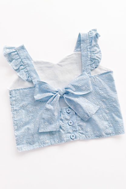 Set de Blusa Escote Corazón y Short en Brodery