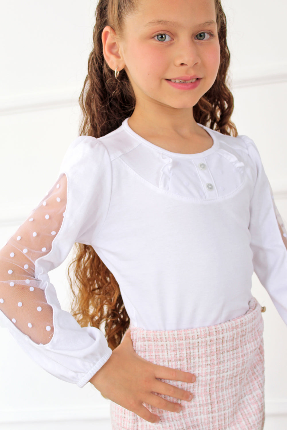 Polo para Niña de Algodón con Volantes y Pechera