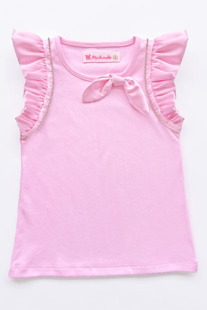 Polo con alitas de seda y strass