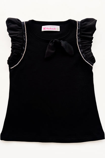 Polo con alitas de seda y strass