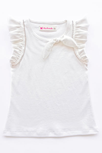 Polo con alitas de seda y strass