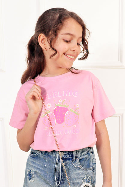 Polo oversize con estampado de fresas