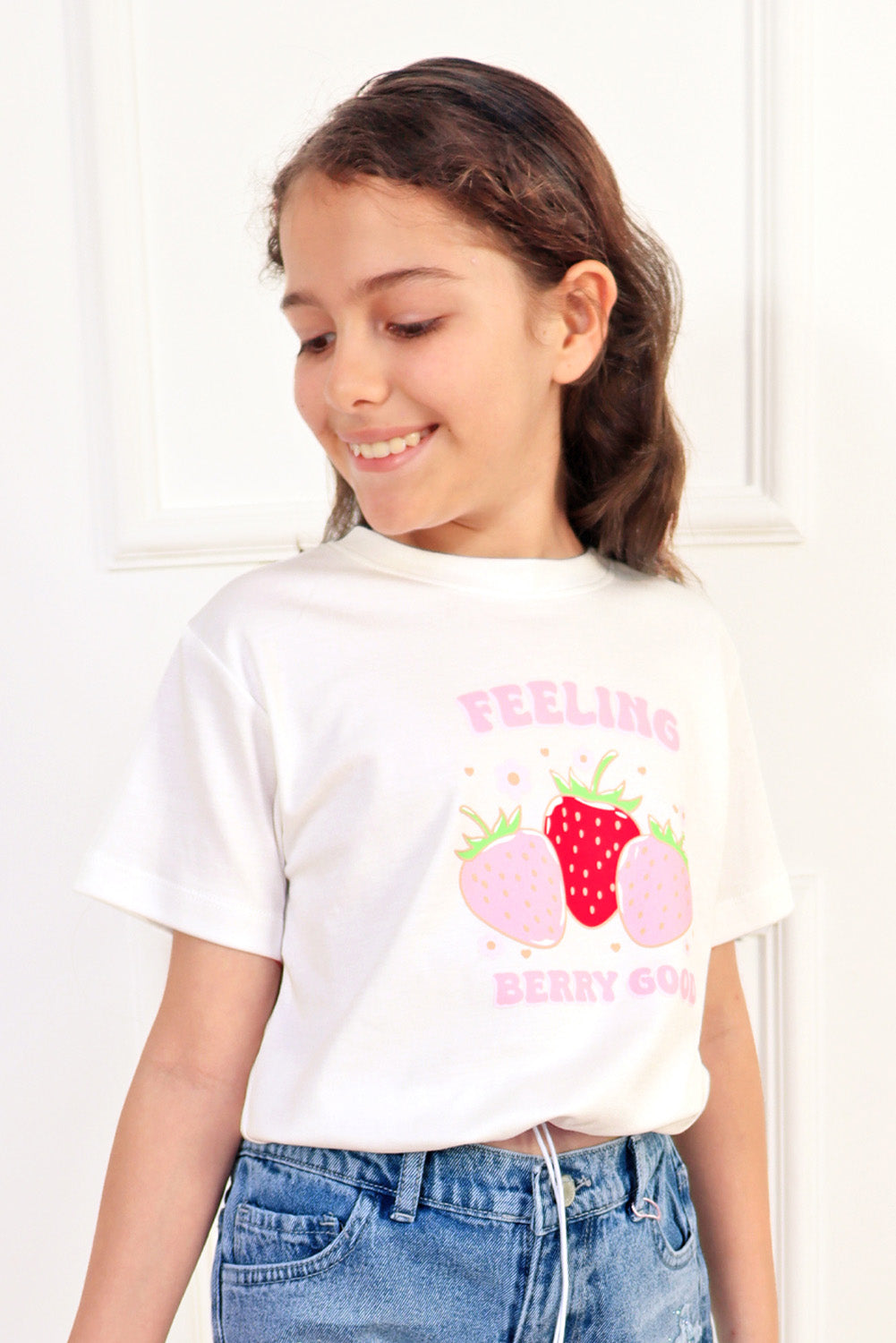 Polo oversize con estampado de fresas
