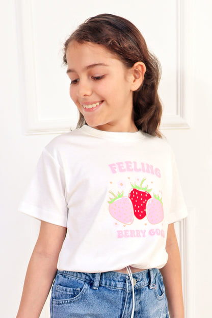 Polo oversize con estampado de fresas