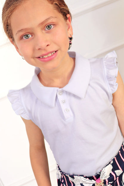 Polo con Cuello Camisero y Botones Corazón