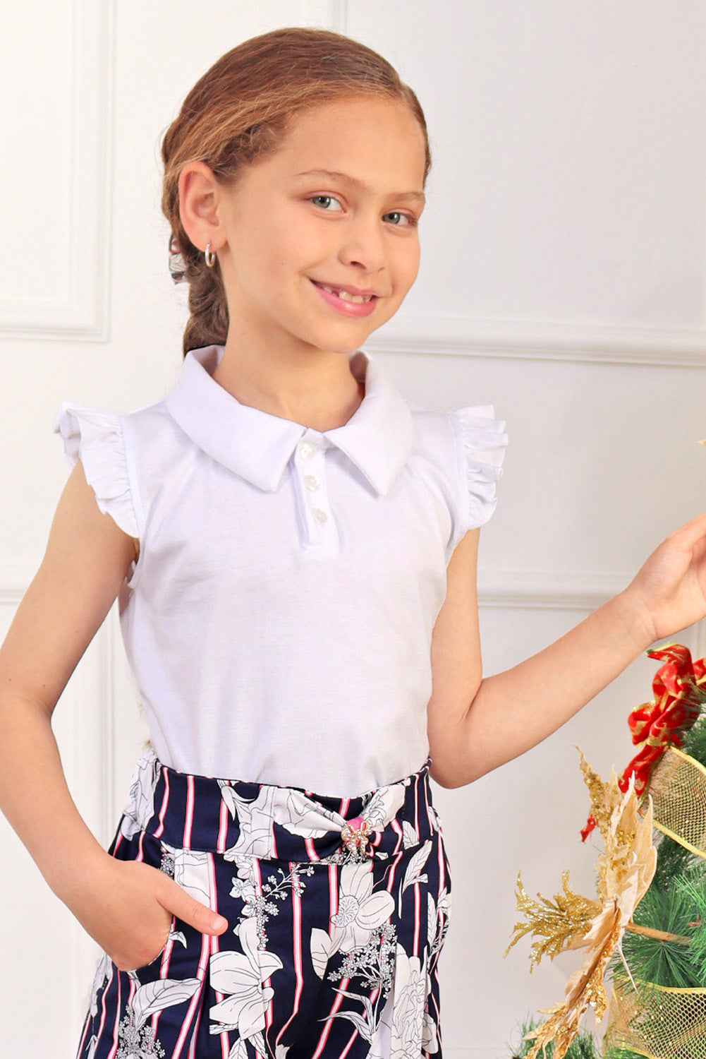 Polo con Cuello Camisero y Botones Corazón