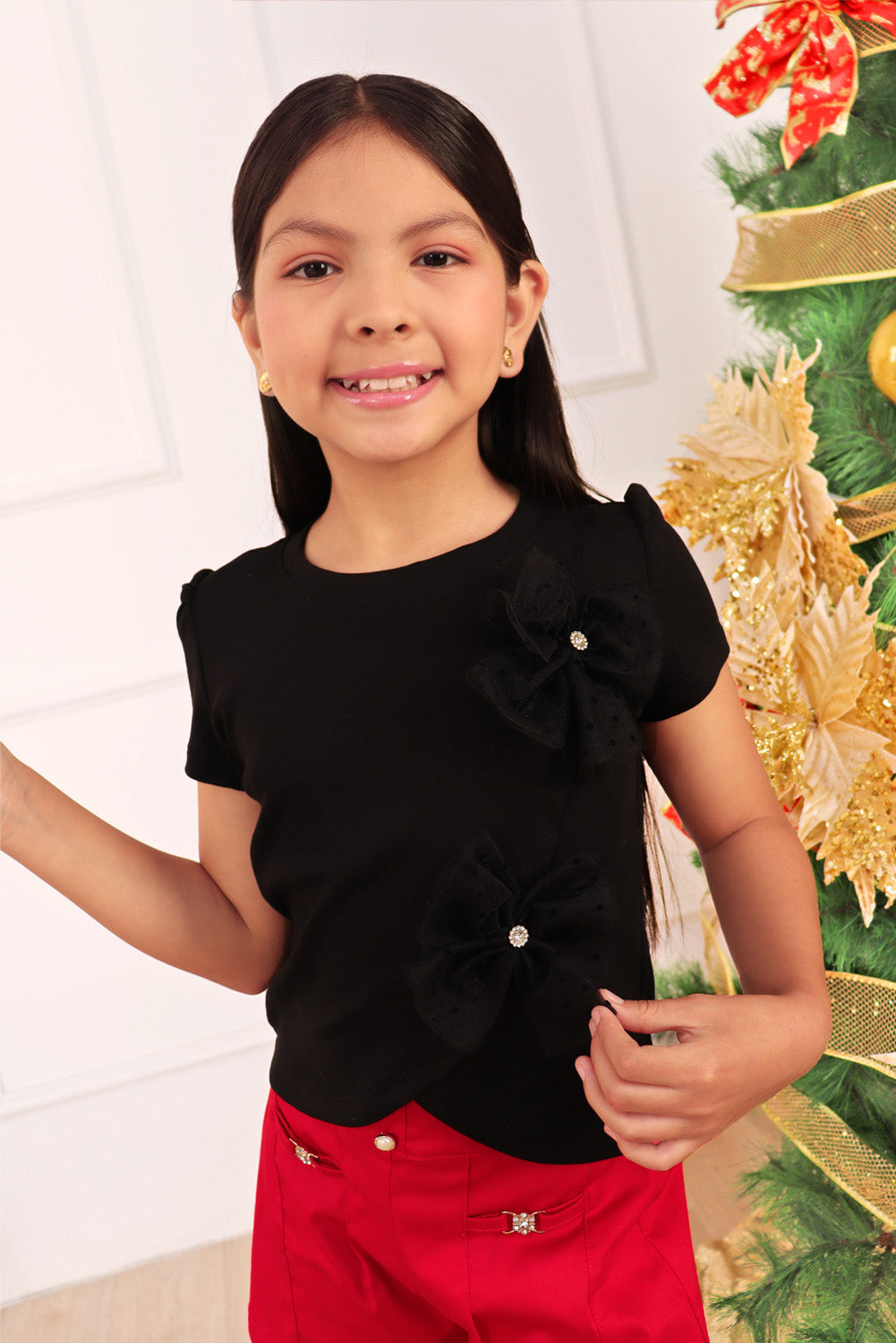 Polo de Algodón  con Lazo de Tull y Strass