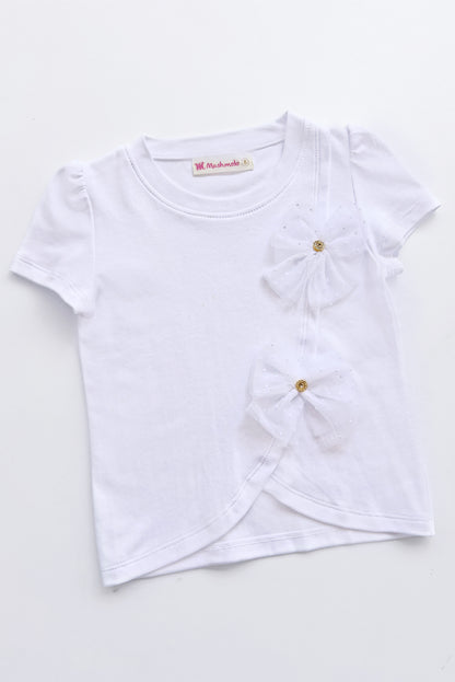 Polo de Algodón  con Lazo de Tull y Strass
