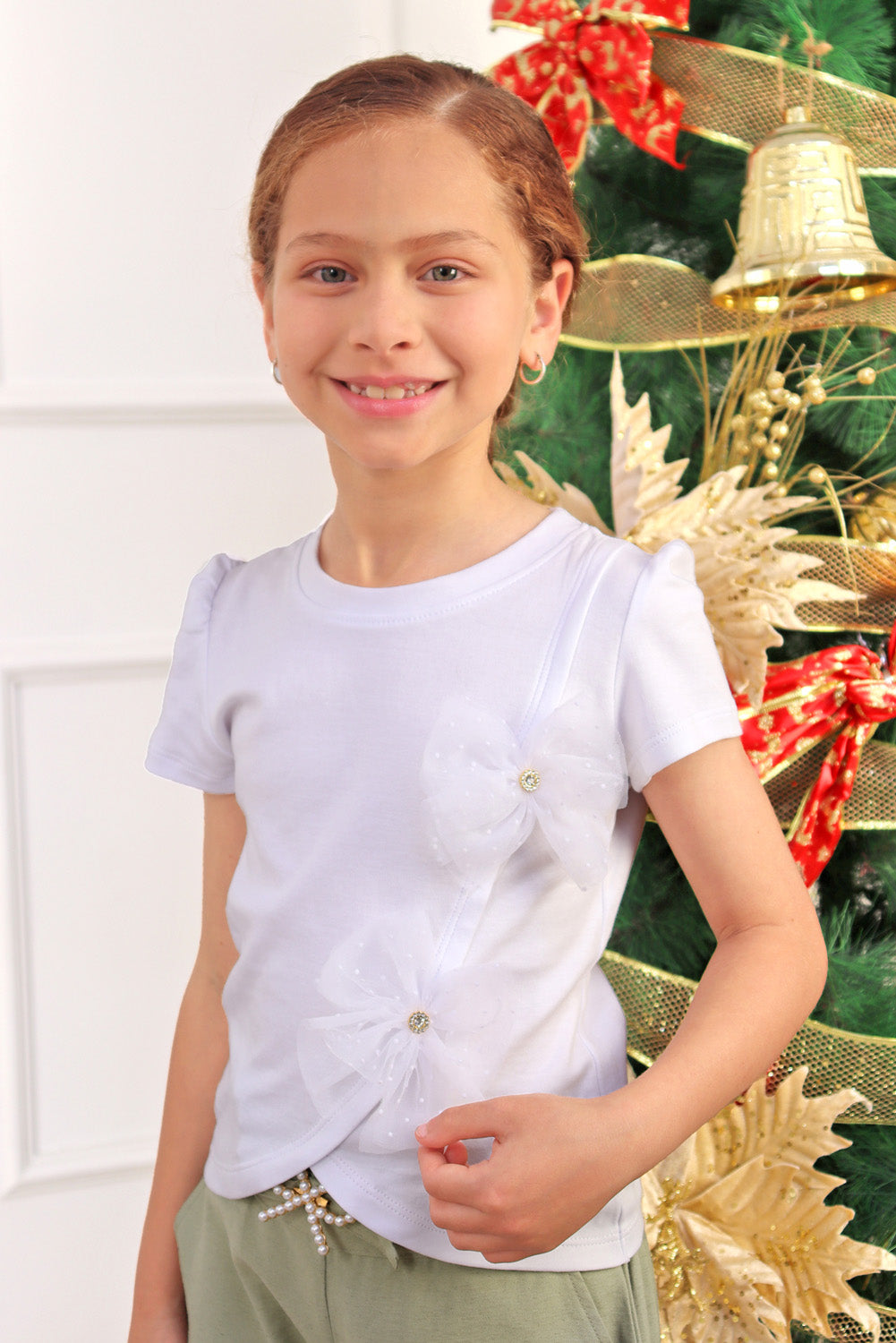 Polo de Algodón  con Lazo de Tull y Strass