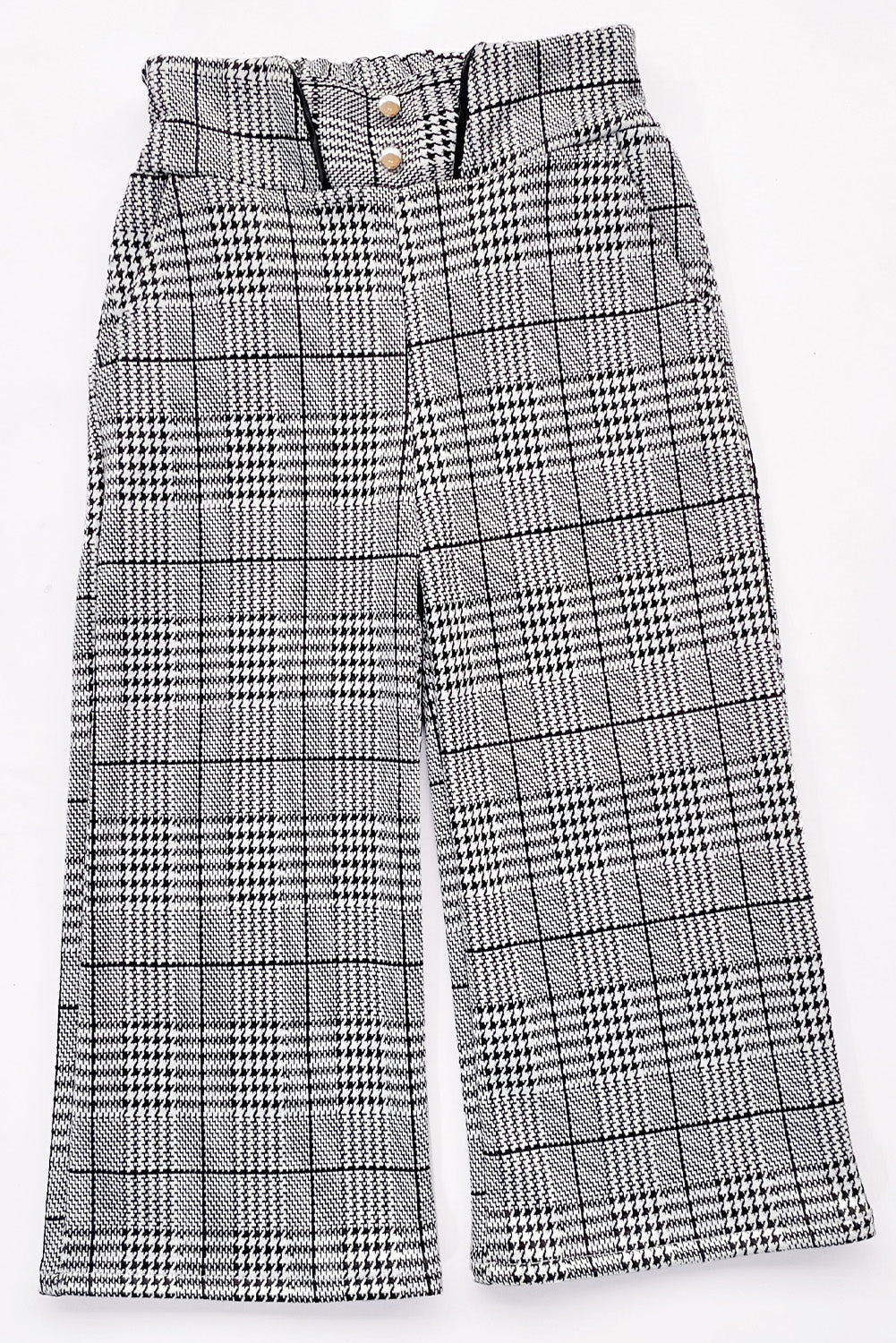 PANTALON EN PRINCIPE DE GALES CON CORTE V EN PRETINA