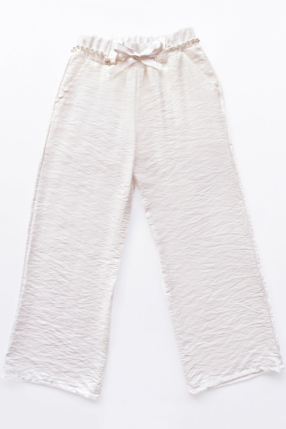Pantalón con Cinturón de Perlas y Forro Interno