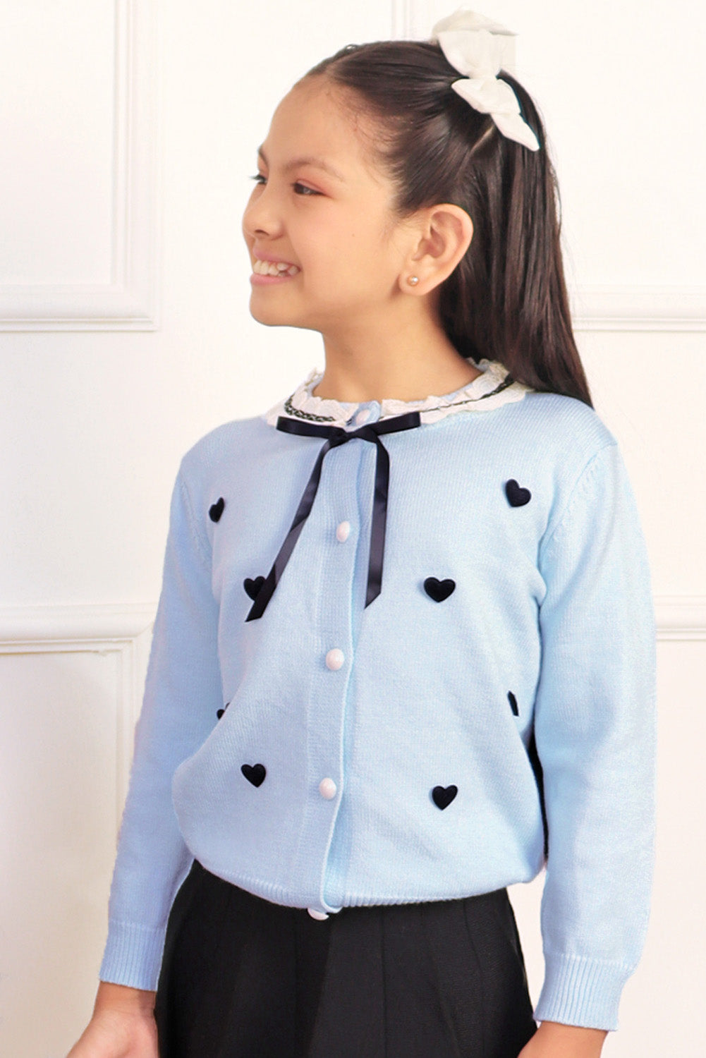 Set de Falda + Chompa con Corazones y Lazo