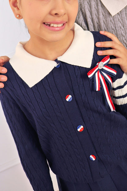 Set de Falda y Chompa Cuello Camisero con Bordado