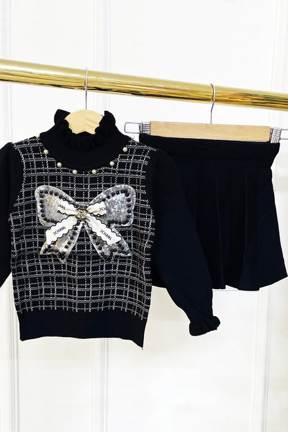 Set de Chompa Estilo Chanel y Falda Acampanada