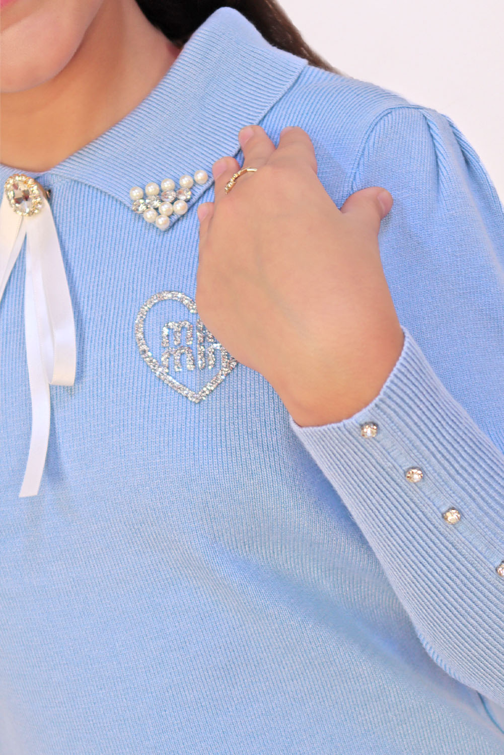 Set de Falda y Chompa con Perlas