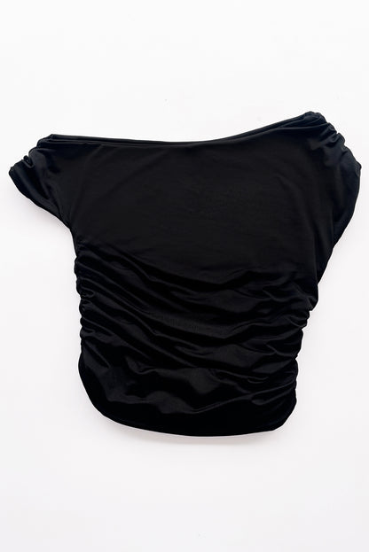 Top de hombro descubierto con delicado elasticado