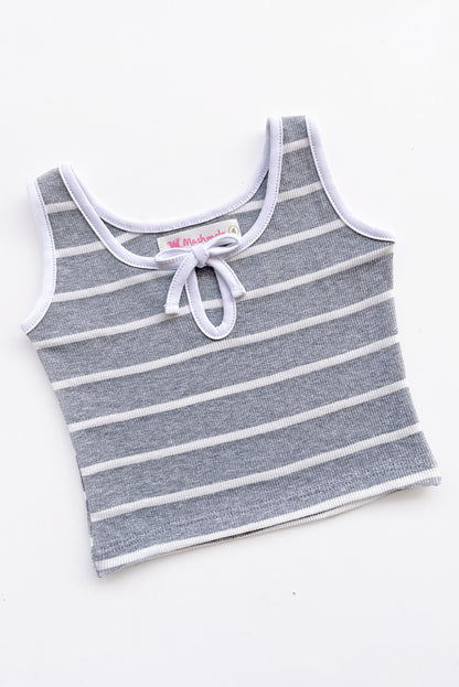 Top  de Tiras con Lazo y Estampado Listado