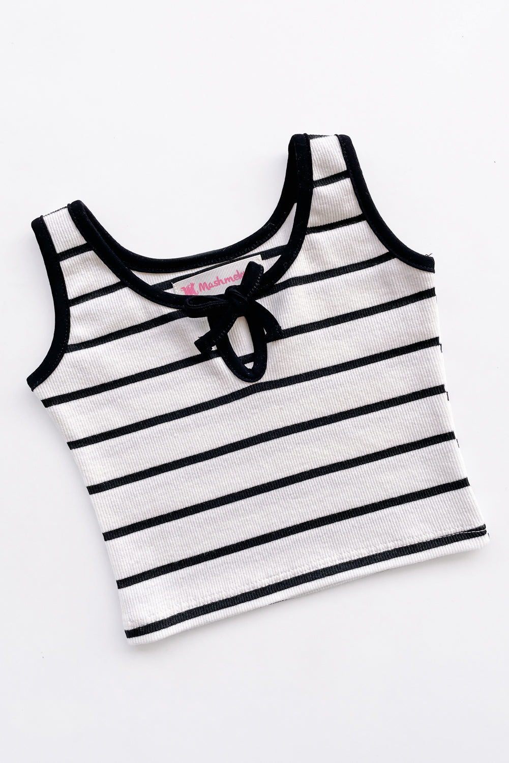 Top  de Tiras con Lazo y Estampado Listado