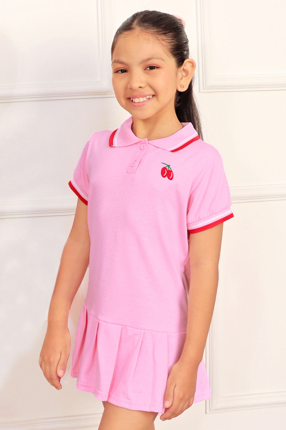 Vestido Cuello Camisero y Falda Tableada