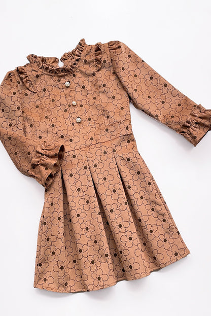VESTIDO DE CORDUROY CON VOLANTE EN CUELLO, CANESU Y PUÑOS