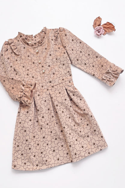 VESTIDO DE CORDUROY CON VOLANTE EN CUELLO, CANESU Y PUÑOS
