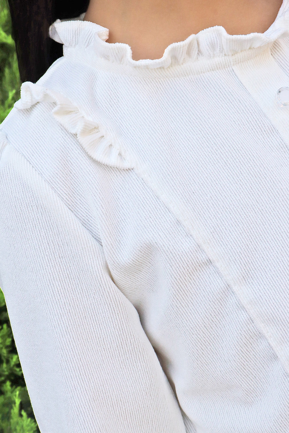 VESTIDO DE CORDUROY CON VOLANTE EN CUELLO, CANESU Y PUÑOS