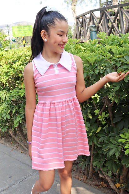 Vestido con Cuello Camisero y Faldón Recogido