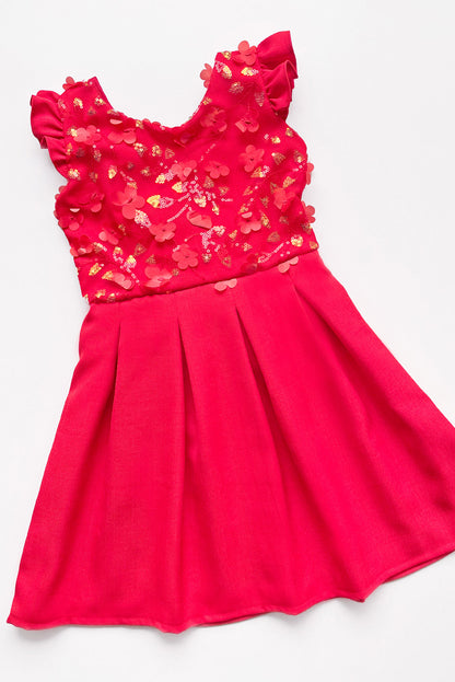 Vestido  con Lentejuelas y Faldón de Tableros