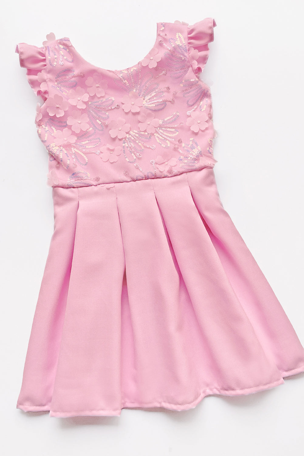 Vestido  con Lentejuelas y Faldón de Tableros