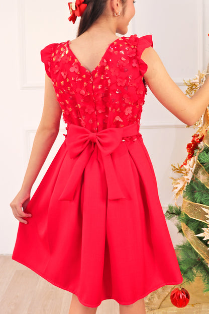 Vestido  con Lentejuelas y Faldón de Tableros