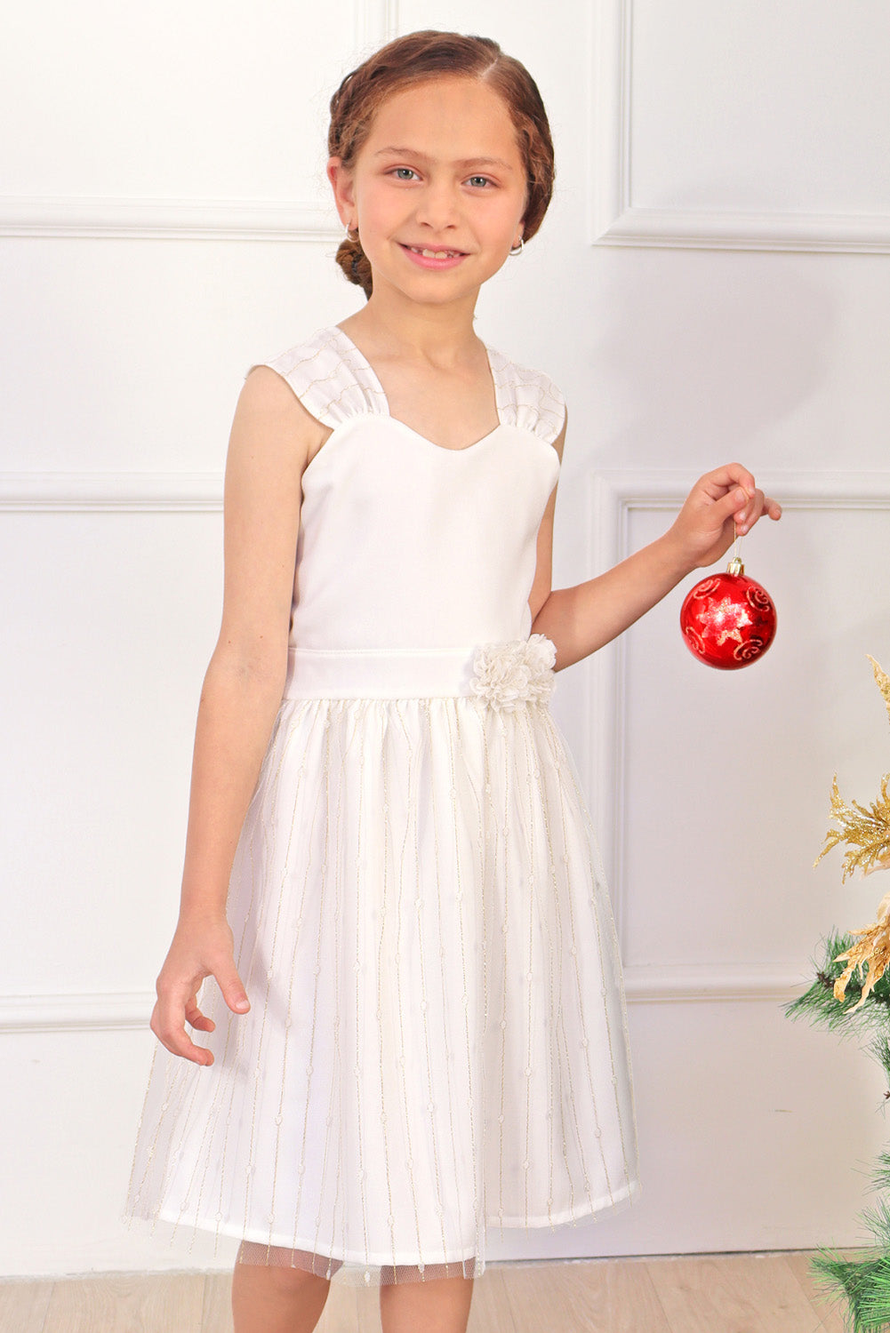 Vestido con Doble Faldón de Tull y Escote Corazón