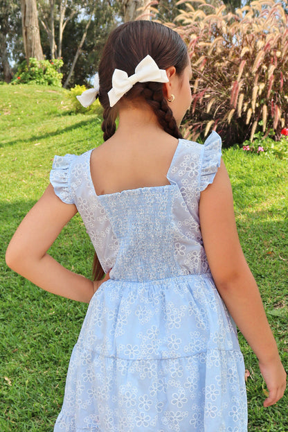 Vestido en Brodery con Escote Corazón y Faldón en 3 Tiempos