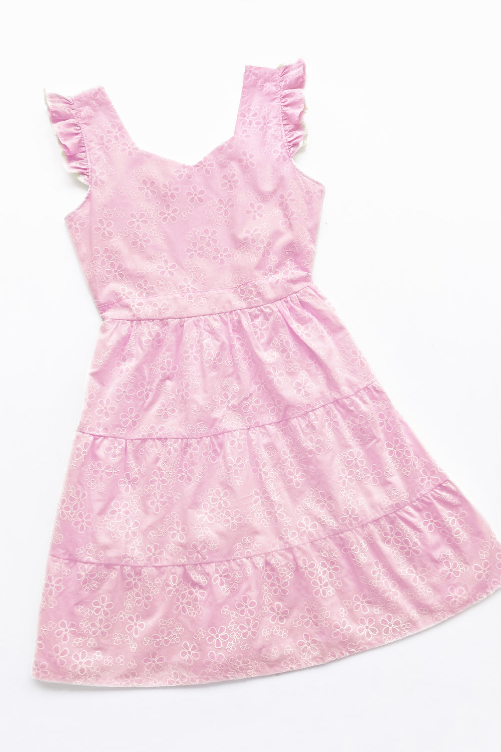 Vestido en Brodery con Escote Corazón y Faldón en 3 Tiempos