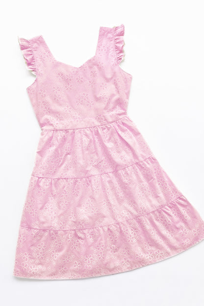 Vestido en Brodery con Escote Corazón y Faldón en 3 Tiempos