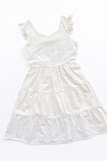 Vestido en Brodery con Escote Corazón y Faldón en 3 Tiempos