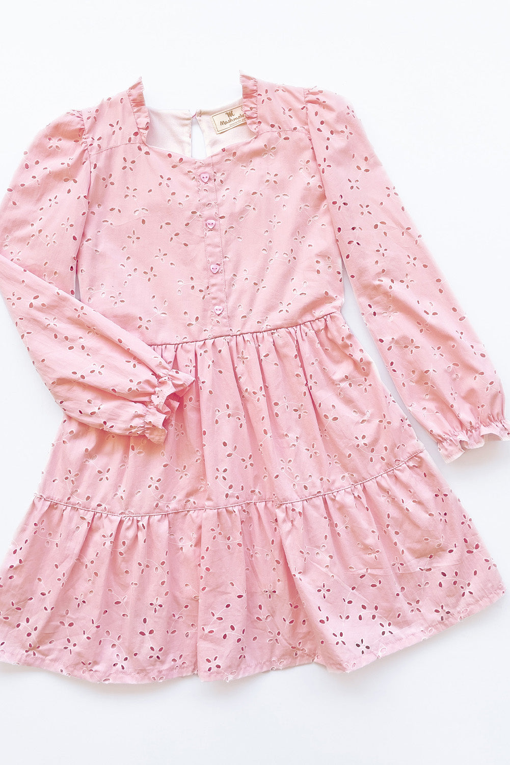 Vestido Brodery con Escote Corazón y Volantes